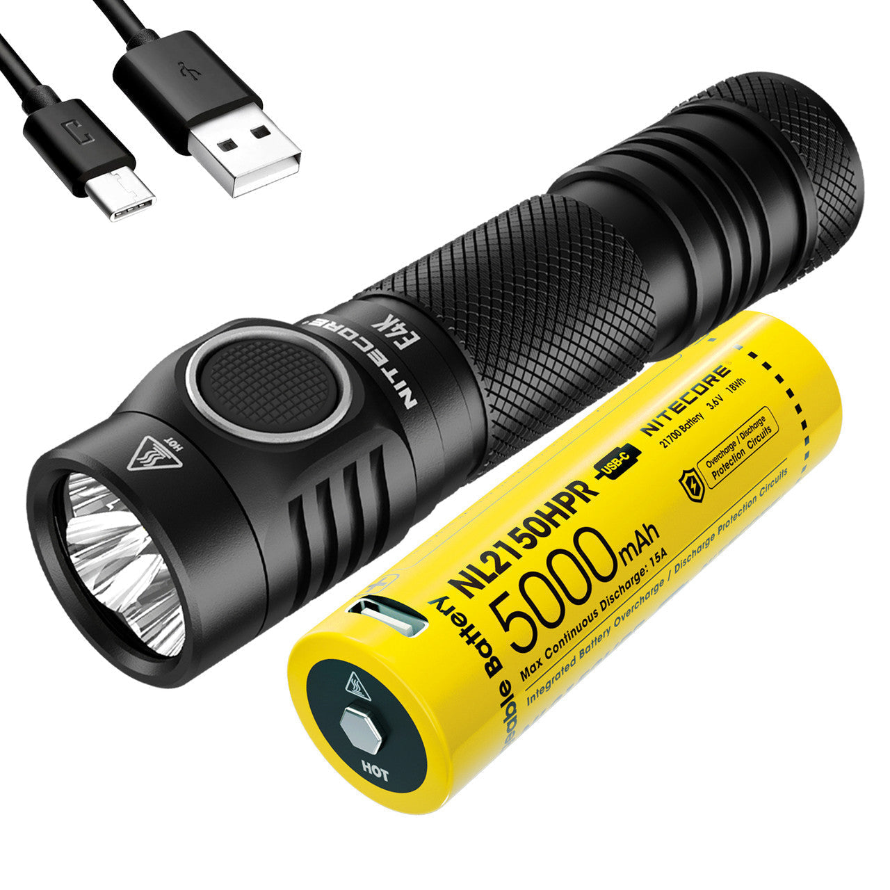 best rechargeable edc flashlight 2017 nitecore e4k compact edc flashlight-Nitecore E4K Compact EDC Flashlight w/ USB-C Rechargeable Battery ( 4400 Lumens