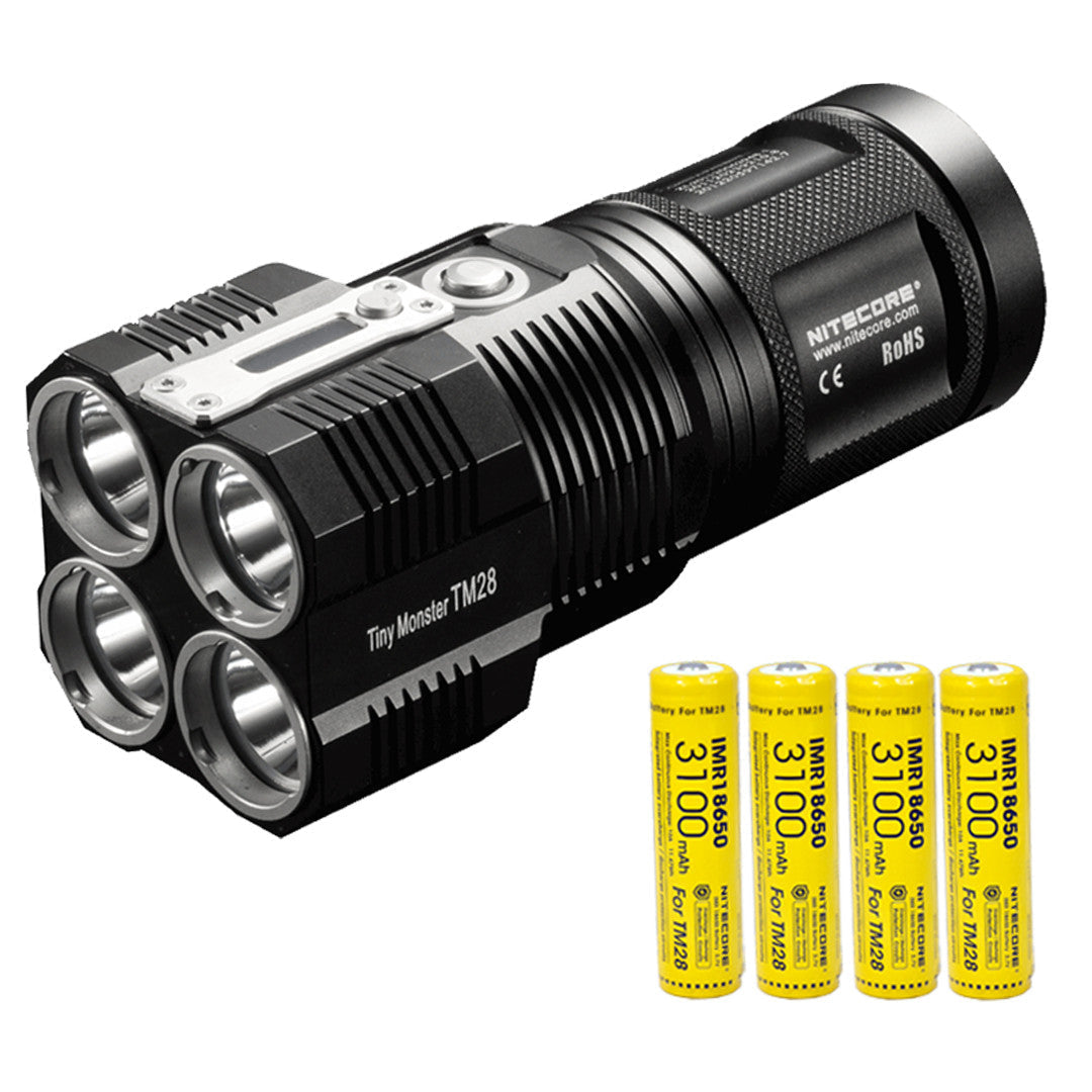 6000 lumen rechargeable flashlight Nitecore TM28 Tiny Monster 6000 Lumen QuadRay Flashlight