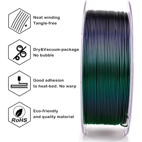 Ziro 3D 'Chameleon' Color-Shifting Glitter PLA Filament, 1.75mm