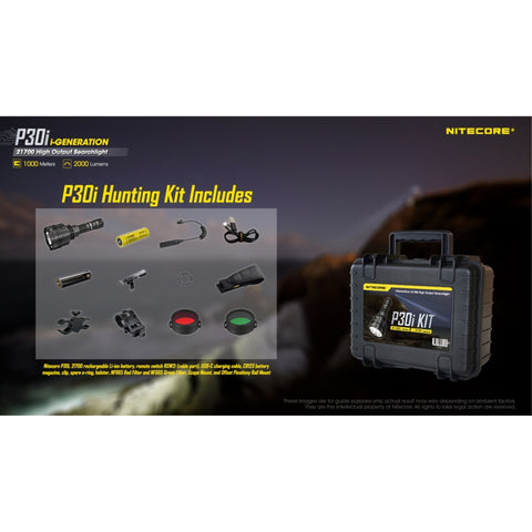 Nitecore P30i Long Throw Flashlight Hunting Kit (2000 Lumens | USB-C Rechargeable)