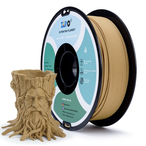 Ziro Real Wood Fiber PLA Filament, 1.75mm, Dimensional Accuracy +/- 0.03mm