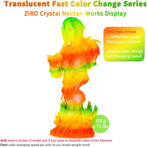 Ziro Rainbow/Gradient Transparent PLA 3D Printer Filament 1.75mm