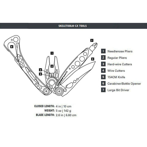 Leatherman Skeletool CX Multi-Tool w/ 154CM Straight Blade