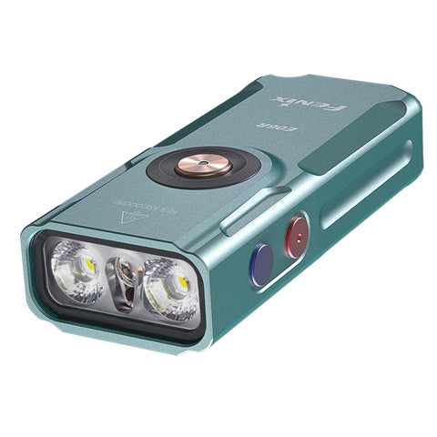 Fenix E06R 700 Lumen USB-C Rechargeable EDC Flashlight with UV Light & Red Laser (Turquoise)