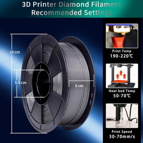 Ziro 'Diamond' Glitter-PLA 3D Printer Filament 1.75mm