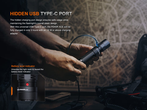 Fenix PD45R ACE 3200 Lumens Multi-Mode Rechargeable Tactical Flashlight