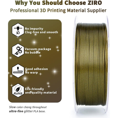 Ziro Rainbow/Gradient 'Diamond' Sparkle/Glitter PLA Filament, 1.75mm