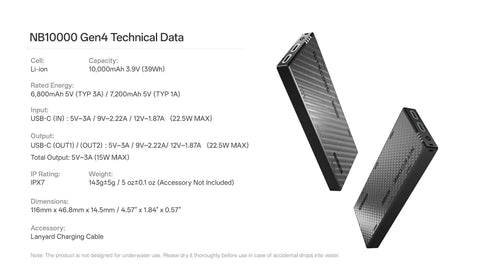 Nitecore NB10000 Gen4 Ultralight 10000mAh Power Bank