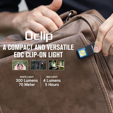 Olight Oclip 300 Lumen USB-C Rechargeable Clip-On Flashlight