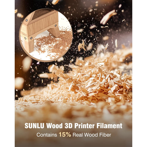 Sunlu Real Wood Fiber PLA Filament, 1.75mm, Dimensional Accuracy +/- 0.03mm