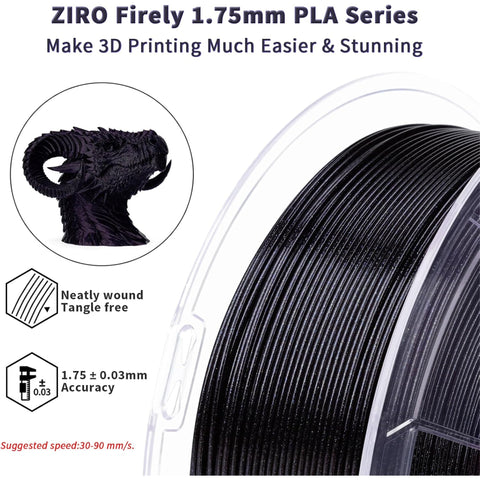 Ziro 3D 'Firefly' Series Ultra-Fine Sparkle/Glitter PLA Filament, 1.75mm