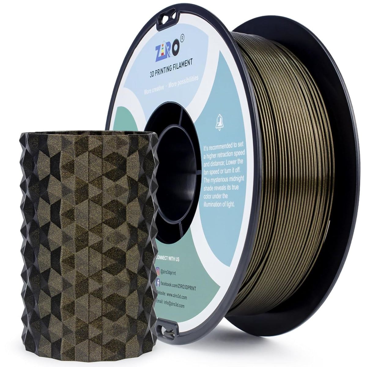 Ziro 'Mystical' Ultra-Fine Glitter-PLA 1.75 3D Printer Filament, 1kg