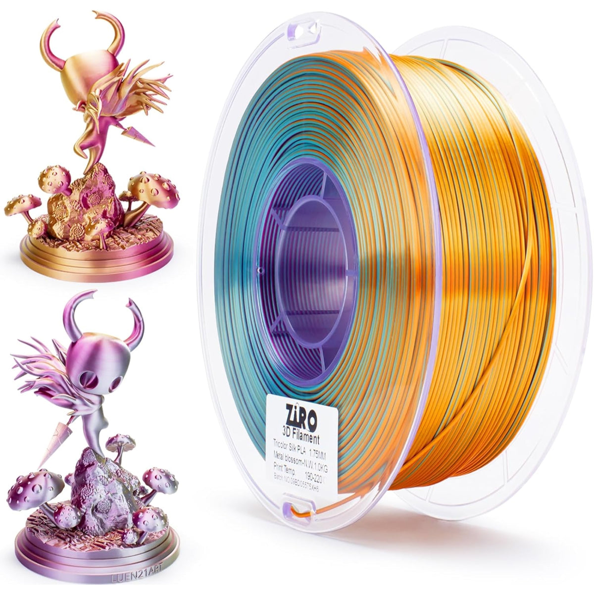 Ziro Tri-color/Co-Extrusion Silk PLA 3D Printer Filament 1.75mm