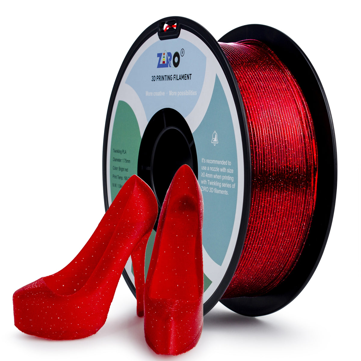 Ziro Transparent 'Twinkling' Glitter-PLA 1.75MM 3D Printer Filament