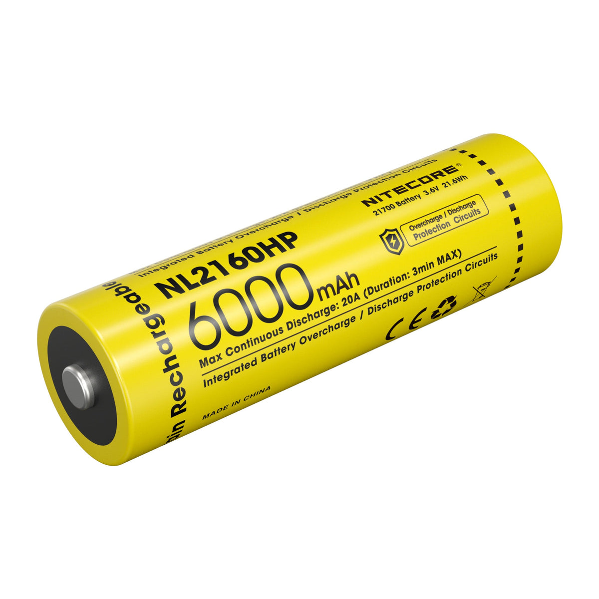 (USED/OPEN-BOX) Nitecore NL2160HP 6000mAh Rechargeable 21700 Li-Ion Battery
