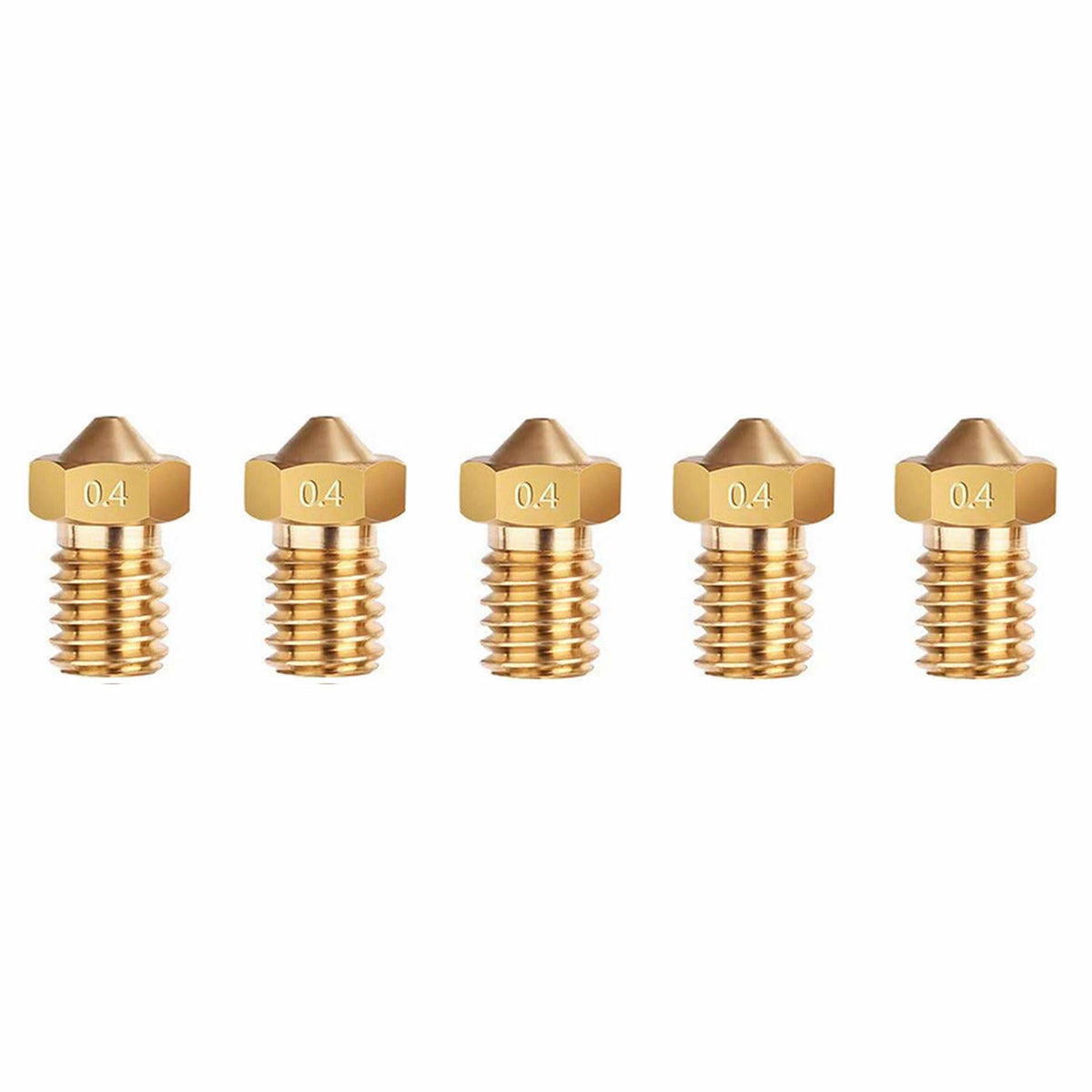 3D Printer Nozzle, Brass, E3D-V6 0.4mm (5-Pack)