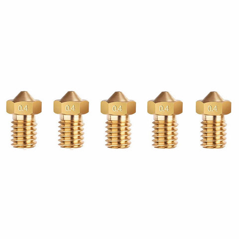 3D Printer Nozzle, Brass, E3D-V6 0.4mm (5-Pack)