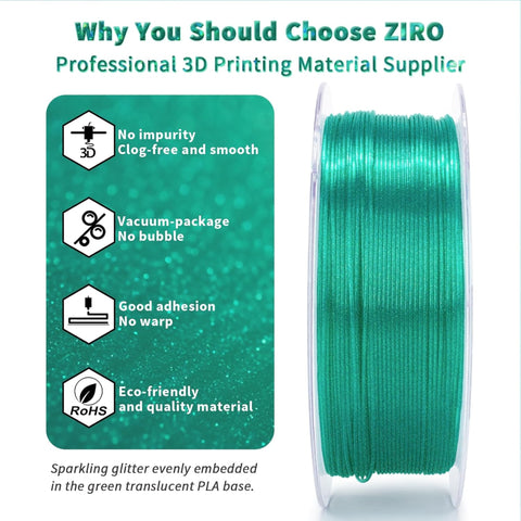 Ziro 3D 'Iridescent' Series Sparkle/Glitter PLA Filament, 1.75mm