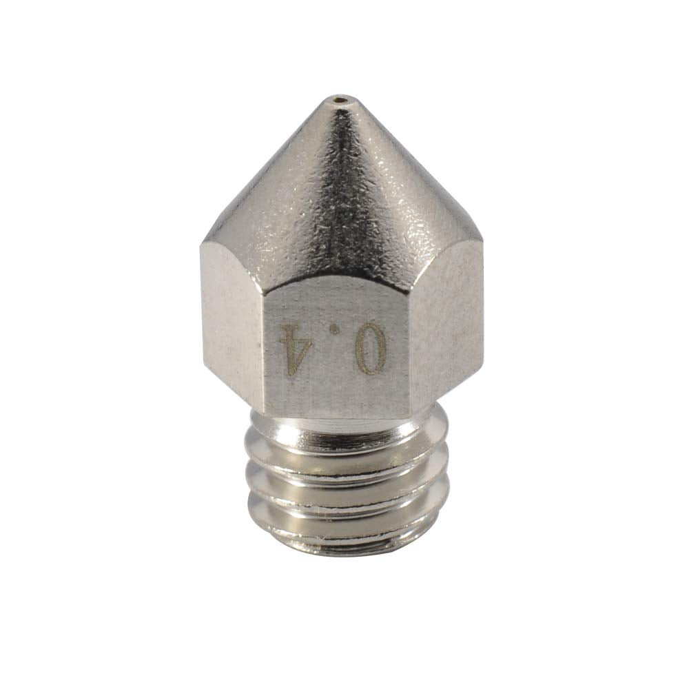 3D Printer Nozzle, Abrasion-Resistant Nickel-Plated Brass, MK8 Style, 0.4mm