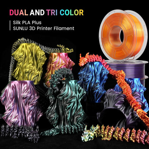Sunlu Dual/Tri-Color Co-Extrusion Silk PLA+ 3D Printer Filament 1.75mm