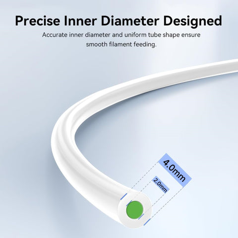 Creality PTFE Tubing, 4mm OD x 2mm ID x 1m Length, White