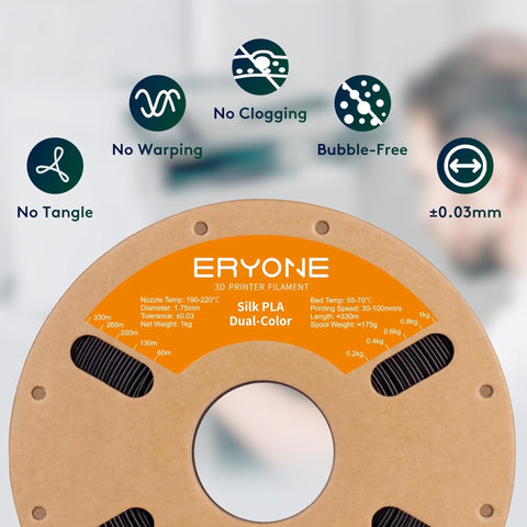ERYONE Dual/Tri-Color Silk PLA Filament - 1.75mm±0.03mm