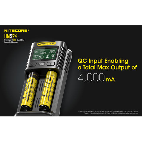 Nitecore UMS2 Intelligent USB-C 2-Slot Fast Battery Charger (NiCD/NiMH/Li-Ion/IMR)
