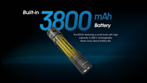 (USED/OPEN-BOX) Nitecore EDC31 3500 Lumen USB-C Rechargeable EDC Flashlight