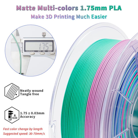 Ziro Rainbow/Gradient Matte PLA 3D Printer Filament 1.75mm