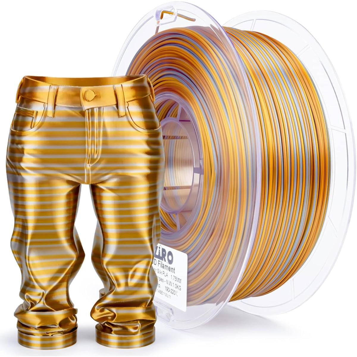 Ziro 3D Multicolor Stripes Silk PLA Filament, 1.75mm