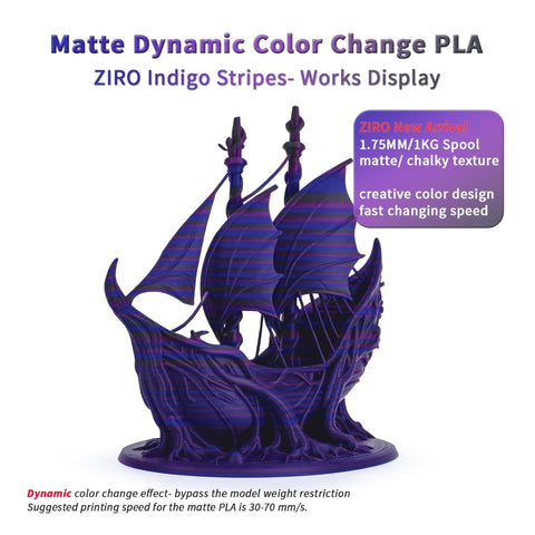Ziro 3D Multicolor Stripes Matte PLA Filament, 1.75mm