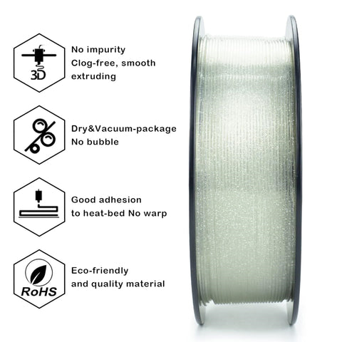 Ziro Transparent 'Twinkling' Glitter-PLA 1.75MM 3D Printer Filament