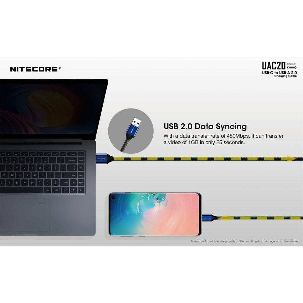Nitecore UAC20 USB Type C 3A Fast Charging Cable-Nitecore UAC20, USB ...