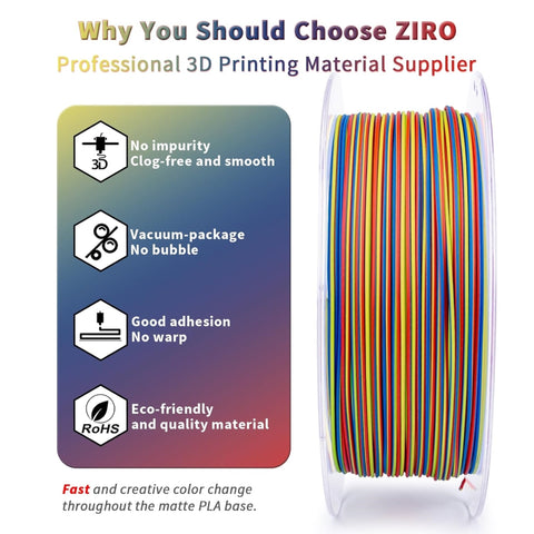 Ziro 3D Multicolor Stripes Matte PLA Filament, 1.75mm