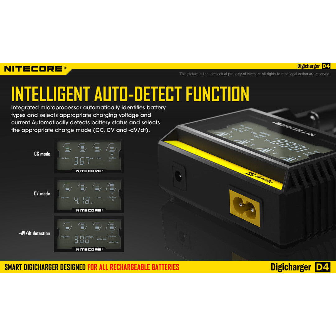 Batteries & Chargers - Nitecore D4 Digital 4-slot Universal IMR/Li-Ion Battery Charger