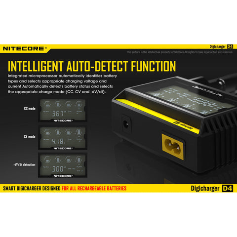 Batteries & Chargers - Nitecore D4 Digital 4-slot Universal IMR/Li-Ion Battery Charger