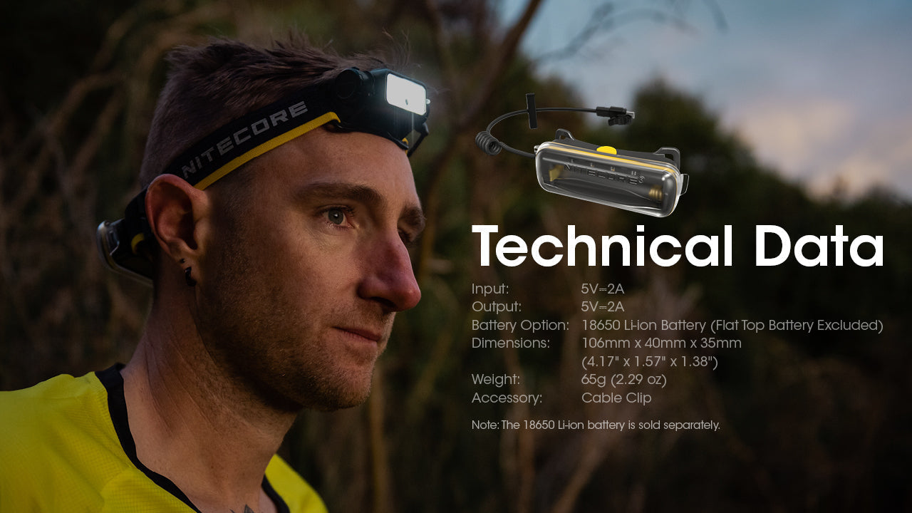 Batteries & Chargers - Nitecore Extension Battery Case W/ USB Power Bank Function (for NU40/NU43/NU50 Headlamps)