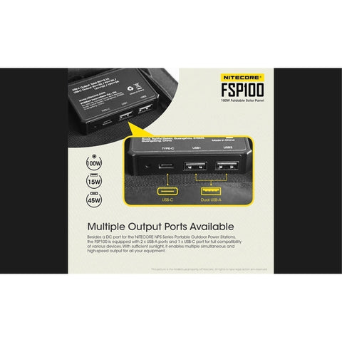 Batteries & Chargers - Nitecore FSP100 Foldable 100W Solar Panel