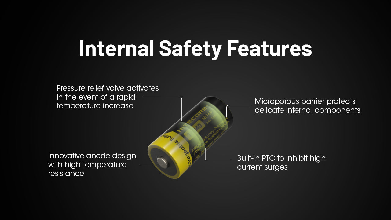 Batteries & Chargers - Nitecore NL169 950mAh Rechargeable 16340 Li-Ion Battery