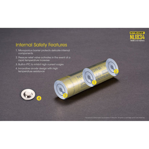Batteries & Chargers - Nitecore NL1834 3400mAh Rechargeable 18650 Battery