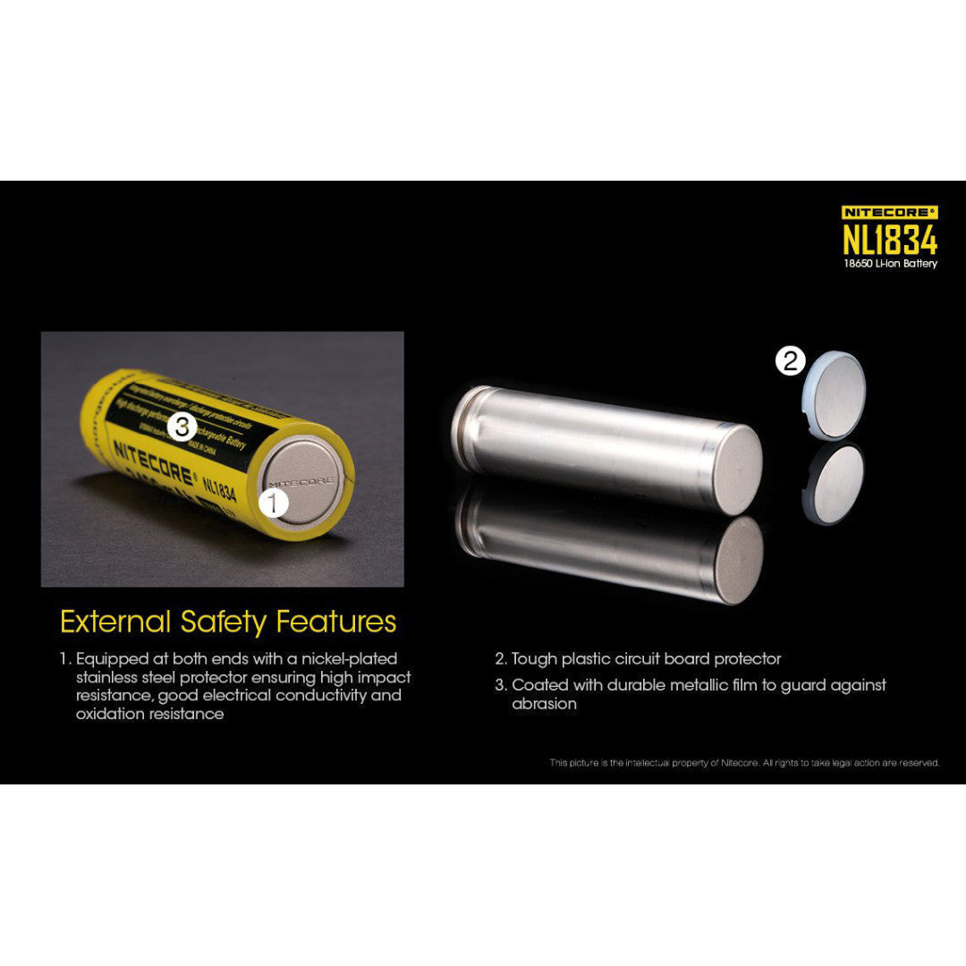 Batteries & Chargers - Nitecore NL1834 3400mAh Rechargeable 18650 Battery