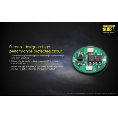 Batteries & Chargers - Nitecore NL1834 3400mAh Rechargeable 18650 Battery