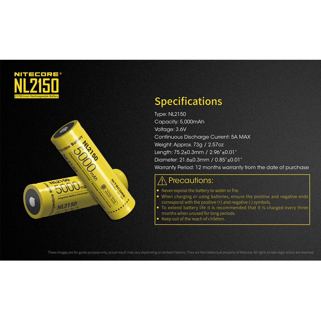Batteries & Chargers - Nitecore NL2150 5000mAh Rechargeable 21700 Li-ion Battery