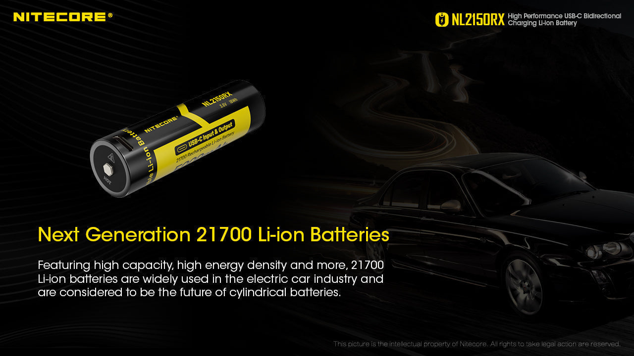 Batteries & Chargers - Nitecore NL2150RX 5000mAh USB-C Rechargeable 21700 Li-Ion Battery W/  Powerbank Function
