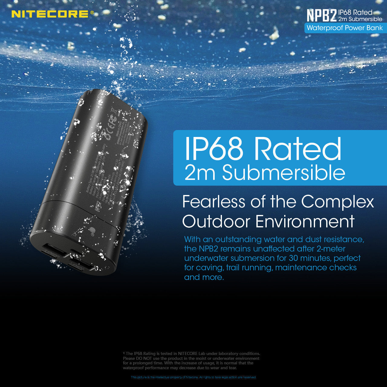 Batteries & Chargers - Nitecore NPB2 10,000mAh Waterproof Power Bank