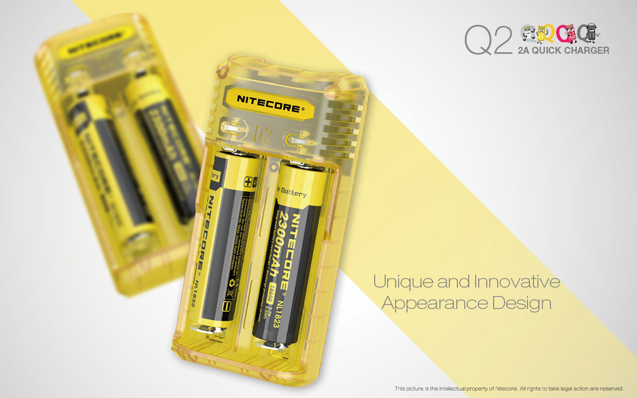 Batteries & Chargers - Nitecore Q2 2-Slot Universal IMR/Li-Ion Battery Charger (Lemonade)