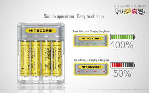 Batteries & Chargers - Nitecore Q4 4-Slot Universal IMR/Li-Ion Battery Charger (Lemonade)