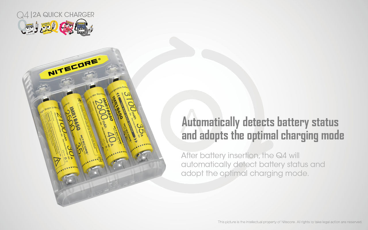 Batteries & Chargers - Nitecore Q4 4-Slot Universal IMR/Li-Ion Battery Charger (Lemonade)