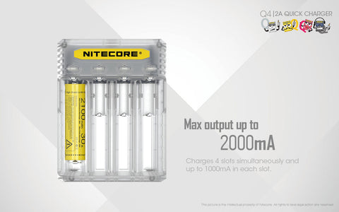 Batteries & Chargers - Nitecore Q4 4-Slot Universal IMR/Li-Ion Battery Charger (Lemonade)