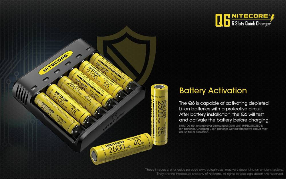 (USED/OPEN-BOX) Nitecore Q6 Six Slot 2A Universal Li-ion/IMR Battery Charger